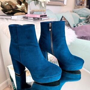 Cobalt Blue Faux Suede Booties - Size 8
